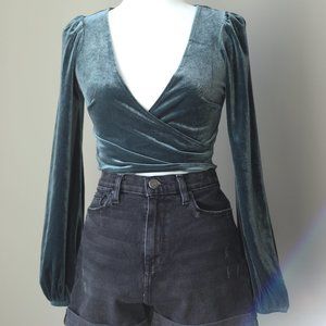 Forever 21 Velvet Surplice Crop Top